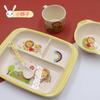 Juego de Vajilla de Fibra de Bambú Cuencos y Platos Lindos Hogar Dibujos Animados Tazones de Comida Platos Divididos para Bebés Vajilla Infantil Caja de Regalo