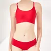 Conjunto de Roupa Íntima Vermelha Grande Benmingnian para Casamento de Noiva Feminina Sutiã Tomara-que-caia Sem Costura