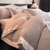 Conjunto de cama de quatro peças de luxo leve Classe A, espesso, quente, de veludo de leite, inverno, flanela de veludo coral, lençol de cama, capa de edredom
