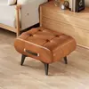 Banqueta Baixa para Entrada de Casa, Banqueta para Trocar Sapatos, Banqueta Portátil de Couro Oleado e Encerado, Apoio para os Pés de Sofá na Sala de Estar, Banqueta Pequena de Mesa de Centro
