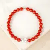 Pulsera de Ágata Nanhong con Cuentas Huecas de Caballo de Plata, Nuevo Estilo Chino Regalo Año del Caballo para Mujeres