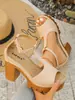 Sandalias de verano nuevas de tacón alto de poliuretano de talla grande para mujer, transfronterizas europeas y americanas, sandalias peep-toe europeas y americanas, venta al por mayor de tallas grandes