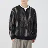 Suéter de tricô jacquard pesado retrô americano, novo estilo de inverno espesso masculino, malha texturizada moderna de caimento solto