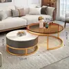 Mesa de centro de pizarra para sala de estar, uso doméstico, mesa de cristal templado, minimalista moderno, apartamento pequeño, lujo ligero, nuevo modelo 2026, redonda, minimalista