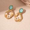 Brincos Geométricos de Flor com Strass de Diamante Acrílico Estilo Retrô Europeu e Americano Brincos de Alto Padrão de Nicho Transfronteiriços para Mulheres