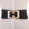 Cinto Larga Elástico Preto na Cintura para Mulheres, Fashion e Versátil, Adequado para Vestidos, Saias e Casacos