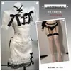 Vestido Qipao Sexy de Seda Inspirado em Borboleta com Mangas Bufantes Estampadas de Botão Uniforme Cosplay Lolita Panda Maid A784