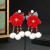 Horquilla de flor de terciopelo de Año Nuevo clip de hada estilo antiguo accesorios para el cabello clip dulce accesorios de felicitación de Año Nuevo para niña tocado Hanfu para niños