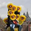 Tocado de Girasol Divertido Mostrando Flor Juegos Ceremonia de Apertura Entrada Flor de Mano Flor Apoyos de Baile de Jardín de Niños