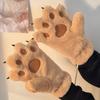 Guantes de medio dedo con forro polar para estudiantes, mujeres, de invierno, gruesos, cálidos, resistentes al frío, con forma de oso de peluche