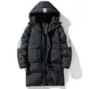 Jaqueta Longa Acolchoada com Capuz 2025 Nova para Homens no Outono e Inverno Forrada com Fleece e Espessada com Penugem de Pato Branco à Prova de Frio Jaqueta de Penugem de Pato 90