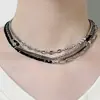 Pulsera de Cuero y Metal Multicapa Popular Transfronteriza Europea y Americana Estilo Punk Gótico Moda Simple para Mujer