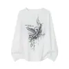 Camiseta Versátil com Estampa Literária Ins Tendência Manga Longa Primavera e Outono 2027 Novo Estilo Camisa Base Masculina Item Quente Top Branco Roupa de Baixo Tendência