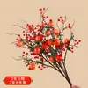 Flores Secas Frutas Vermelhas Flores Artificiais de Acácias Buquê Folhas de Eucalipto Ginkgo Decoração de Chão para Sala de Estar Arranjo de Flores Tecelagem