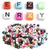 Paquete de 100 cuentas acrílicas cuadradas con doble agujero para letras mayúsculas y doble agujero, accesorios semiacabados.
