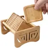 Juego de posavasos redondos de bambú, tapete aislante del calor para taza de té, posavasos cuadrado de kung fu, accesorios para ceremonia del té, tapete para taza de té