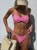 AliExpress Amazon Europeo y Americano Conjunto de Bikini de Dos Piezas Rayado con Cordón de Cintura Alta Traje de Baño para Mujer G721W