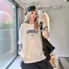 Nueva Camiseta de Moda para Mujer Verano 2026, Manga Corta, Corte Holgado, Estampado Estilo Americano, Cuello Redondo, Top Versátil para Mujer