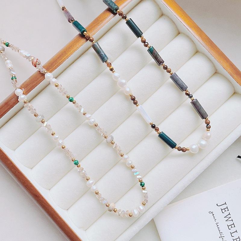 秋冬咖色美拉德天然石项链 (8)