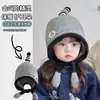 Nuevos gorros de punto con orejeras para otoño e invierno para bebés y niños pequeños, cálidos y elegantes, adecuados tanto para niños como para niñas, moda coreana y japonesa