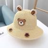Sombrero de Sol para Niños Verano Sombrero Grande Sombrero de Paja Niñas Cachorros Bebé Oso Sombrero con Visera Parte Superior Vacía Sombrero de Sol para Niños Grande Niños