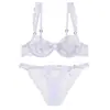 Lingerie sexy transfronteiriça Roupas íntimas de renda bordada pura ultrafina francesa Sutiã para seios grandes pequeno plus size conjunto