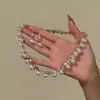 Conjunto de Colar e Brincos Lua Branca Super Fada com Diamante Sintético e Pérola Imitação, Conjunto de Corrente para Pescoço e Brincos Elegantes de Alto Padrão e Luxo Leve