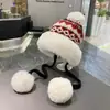 Gorro de Punto Cálido de Invierno 2025 Gorro Jacquard Lei Feng Estilo Étnico Retro para Mujer Gorro Engrosado a Prueba de Frío con Protección para los Oídos Transfronterizo