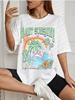 Camiseta estampada de cocotero de Florida para mujer, estilo europeo y americano, punto, mujer, comercio exterior, mucho suministro, venta al por mayor, chaqueta, camiseta