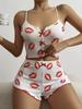 Novo Conjunto de Pijama Camisola Confortável com Estampa de Letras Costuradas Estilo Europeu e Americano Fofo para Mulheres