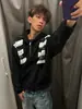 Sudadera con capucha y estampado de letras, prenda exterior unisex, estilo callejero europeo y americano moderno, silueta cleanfit, chaqueta de corte regular