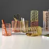 Portalápices de Hierro de Escritorio Estilo Nórdico Ins Cubo Redondo de Almacenamiento para Cosméticos de Metal con Galvanizado Simple en Stock Venta al por Mayor
