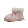 Botas de nieve para niños con forro polar y grosor extra, nuevo estilo invierno 2026, diseño lindo de lazo, botines cálidos, botas de algodón, cálidas