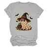 Amazon eBay Estación Europea Halloween Nueva Moda Divertida para Mujer Bruja Fantasma Murciélago Cuello Redondo Manga Corta Camiseta