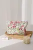 Bolsa de Cosméticos de Tela Floral Teñida en Hilo Fresca y Artística, Neceser Portátil con Cremallera para Skincare de Viaje