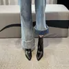 Botines de Tacón Alto Chuyuji Otoño/Invierno 2026 Nuevos Botines Versátiles Europeos y Americanos de Punta Fina Botas Delgadas de Tacón Fino Negro
