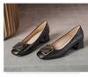Zapatos de Trabajo Profesionales de Punta Cuadrada para Mujer, Tacón Medio, Nuevo Estilo Primavera y Otoño 2026, Adecuados para Faldas, Tacones Gruesos Estilo Francés Poco Profundos para Mujer