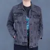 Chaqueta de mezclilla de primavera para hombre, gruesa, holgada, talla grande, chaqueta de trabajo con cuello de solapa y múltiples bolsillos