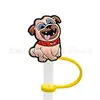 Nuevo protector de pajita de cachorro de dibujos animados tapa de pajita de 10 MM tapón de polvo de silicona decoración de pajita de fiesta de dibujos animados linda cruz