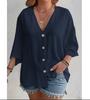 Cardigan Casual de Botones Holgado de Gran Tamaño para Primavera y Otoño Transfronterizo del Sudeste Asiático Camisa Superior de Manga Larga de Color Sólido de Algodón y Lino
