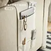 Bolsa de almacenamiento para reposabrazos de sofá de lino, bolsa colgante de tela para artículos varios, almacenamiento lateral de asiento para el hogar para teléfonos móviles y controles remotos