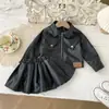 Conjunto de Menina Outono Novo Estilo Coreano Roupas de Motociclista Jaqueta de Couro PU Infantil Saia Plissada Conjunto de Duas Peças Tendência Comércio Exterior