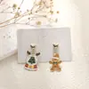 Pendientes navideños de diamantes con dibujos animados, transfronterizos europeos y americanos, pendientes asimétricos de alta gama para mujer, decoraciones navideñas