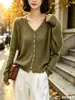 Cardigã de Tricô com Lantejoulas e Decote V Estilo Coreano 2026 Outono Novo Conjunto Fashionável Suéter de Manga Longa Malha Roupa Exterior para Mulheres