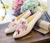 Chinelos, Sapatos Baixos, Sapatos de Algodão, Sapatos de Bico Fino, Sapatos Mule, Sapatos Baixos Femininos Estilo Étnico da Moda, Sapatos de Tecido Bordados