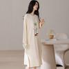 Pijama de Algodón Puro para Mujer Primavera y Otoño Camisón de Manga Larga 2025 Nuevo para Mujer Suelto Talla Grande Falda Larga Se Puede Usar Fuera de Casa Ropa para el Hogar