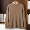 Nuevo Suéter de Lana Engrosada Otoño/Invierno 2025 para Hombre, Cuello Alto Medio, Jersey Liso, Capa Base Casual de Negocios