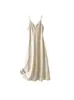 Vestido tipo camisola de lujo y elegante con tirantes ajustables de satén de acetato sintético, con caída, escote en V para mujer, vestido bodycon de cola de pez línea A para primavera/verano