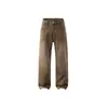 Pantalones de mezclilla lavada estilo retro para hombre, pantalones largos rectos de corte holgado, pantalones anchos casuales estilo coreano adecuados para primavera y otoño, versátiles para el trabajo y el uso diario