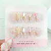 Arte de Uñas Camelia con Forma de Almendra Dulce y Femenino, Pegatinas para Uñas, Diez Piezas de Diferentes Tamaños, Uñas Postizas Mariposa Puras Hechas a Mano